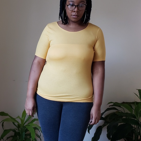 Yellow Plus Size Ribbed top - Picture 3 of 5